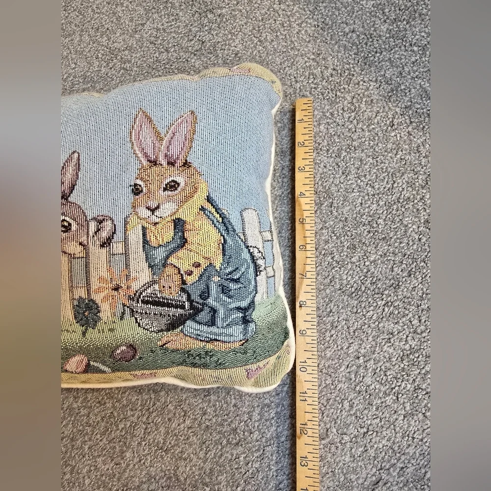 Vintage Easter Tapestry Bunny Pastel Accent Pillow